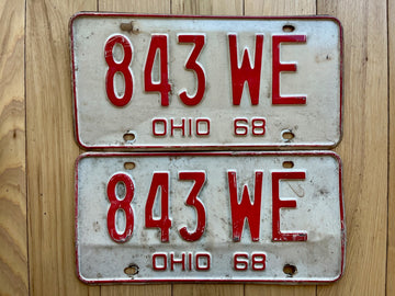 1968 Pair of Ohio License Plates
