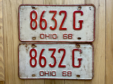 1968 Pair of Ohio License Plates