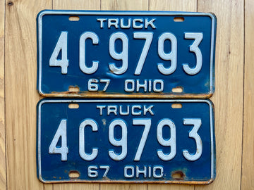 1967 Pair of Ohio Truck License Plates