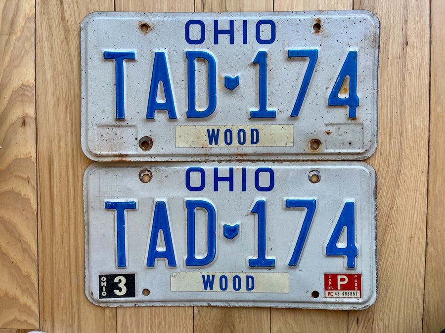 1985 Pair of Ohio Wood County License Plates