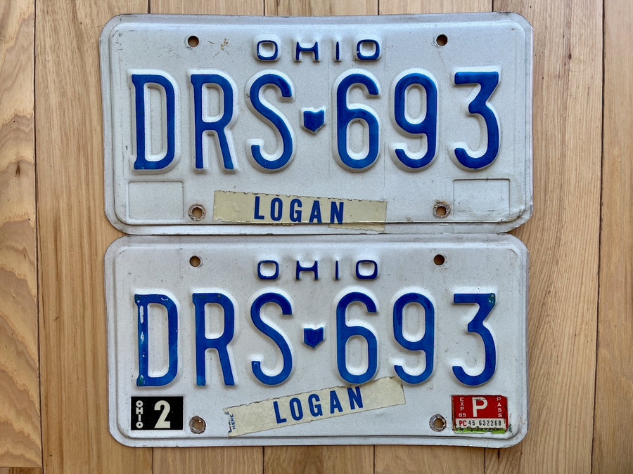 1985 Pair of Ohio Logan County License Plates