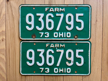 1973 Pair of Ohio Farm License Plates