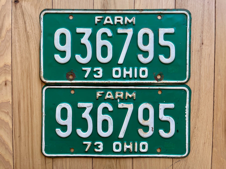 1973 Pair of Ohio Farm License Plates