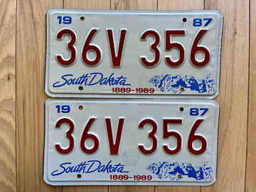 1987 Pair of South Dakota Centennial License Plates