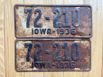 1936 Pair of Iowa License Plates