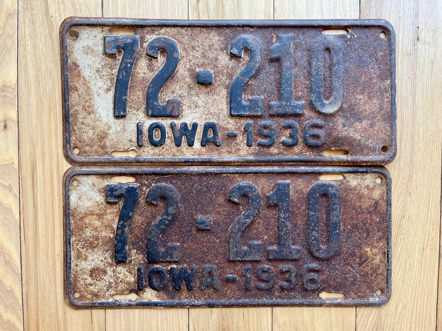 1936 Pair of Iowa License Plates