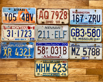 Set of Rustic and worn license plates