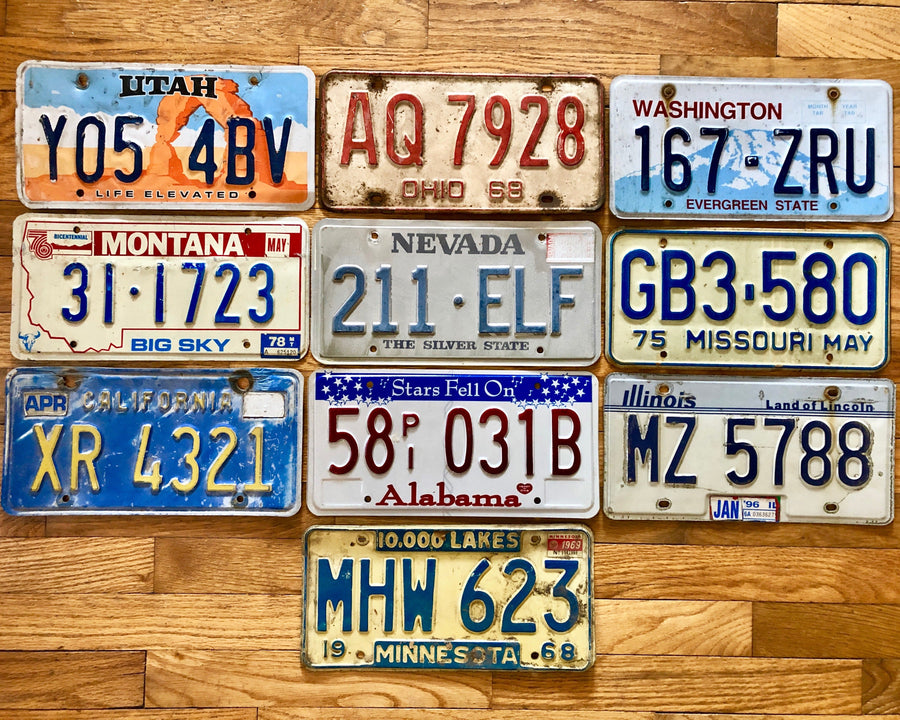 Set of Rustic and worn license plates