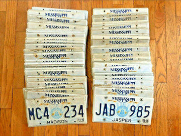 100 Mississippi License Plates in Craft Condition
