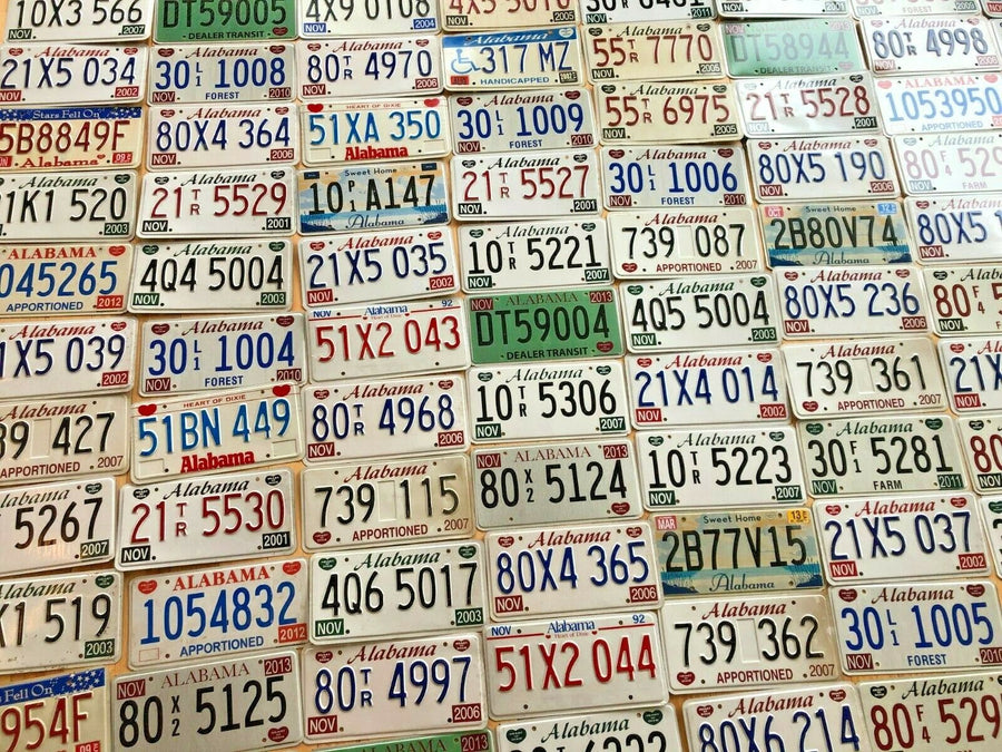 Mixed Lot of 100 Craft Condition Alabama License Plates